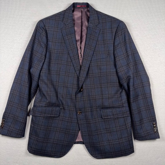 Johnston & Murphy Other - Johnston & Murphy Blazer Mens M Blue Plaid Wool 2-Button Sport Coat